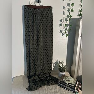 Olive Green Black Polka Dot Flowy
Maxi Skirt